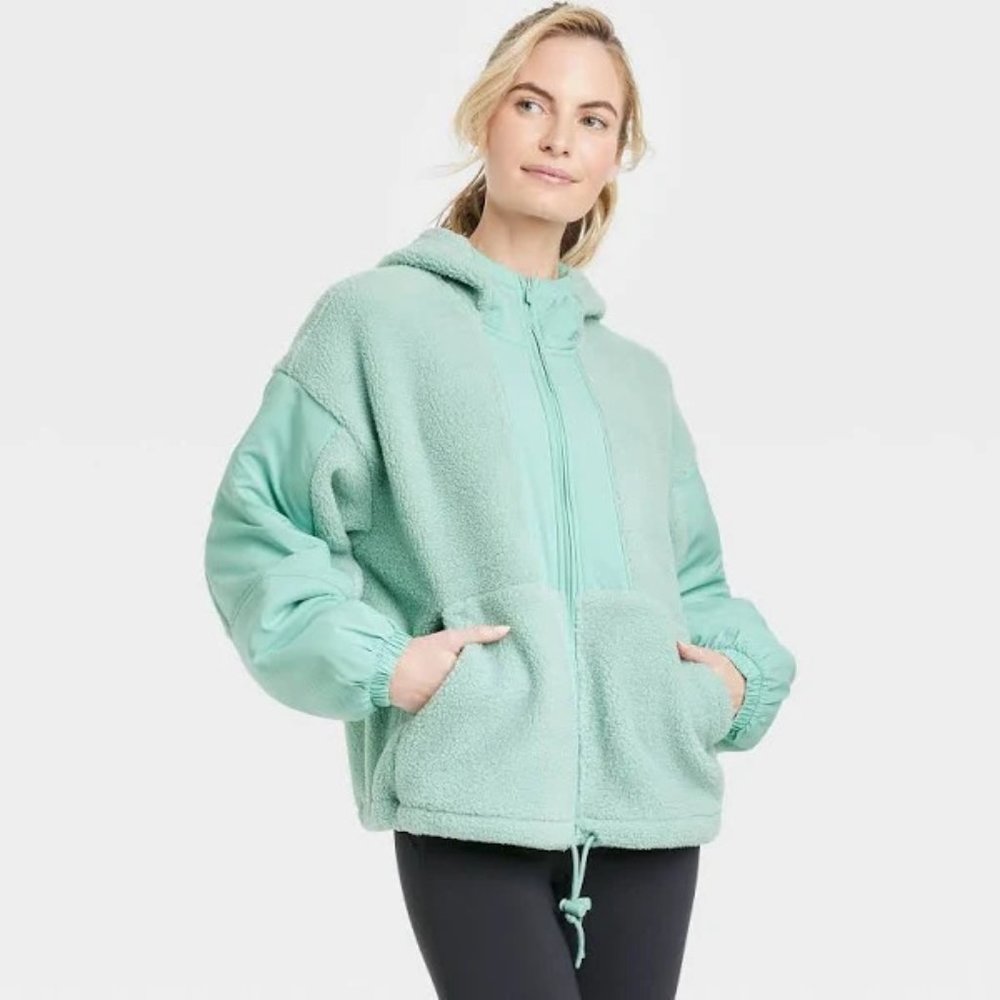 Women's Teal/Aqua full zip fleece style jacket